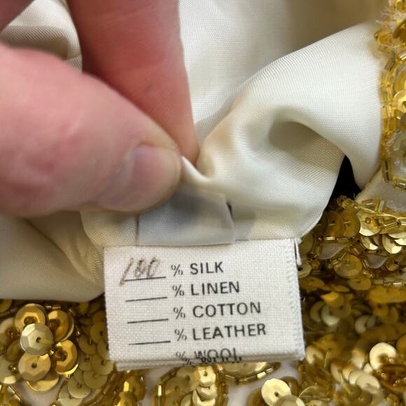 Neiman Marcus Liancarlo VTG sequin silk blend  short sleeve long gown size 6 - Picture 7 of 16